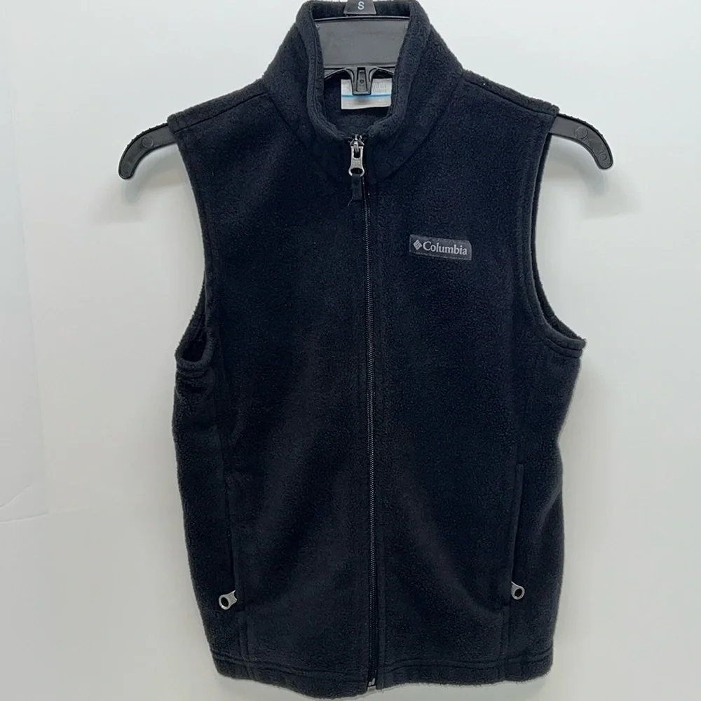 COLUMBIA Kid’s Black Fleece Full Zip Vest Size XS 6/7